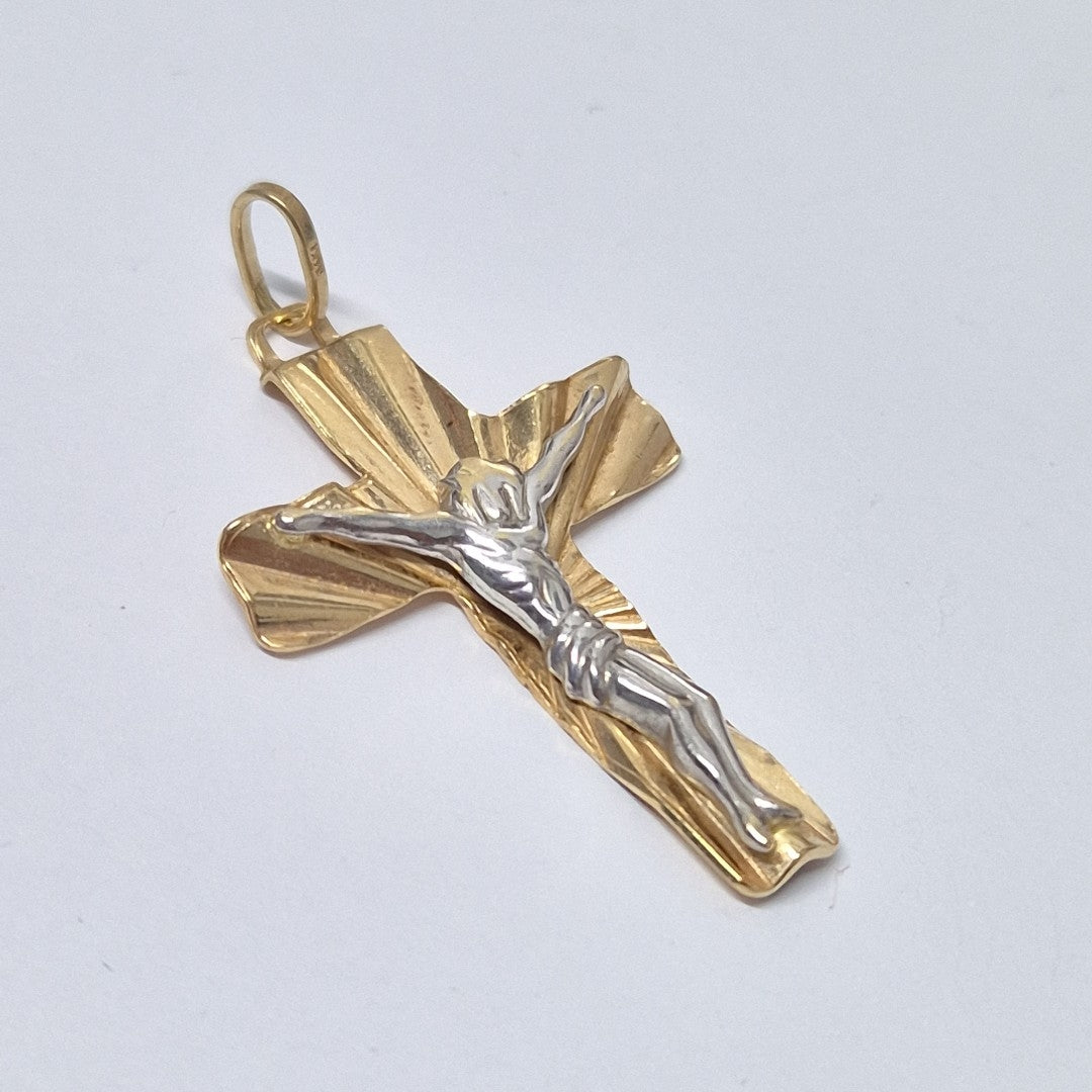 CRUCIFIJO ORO, ORO COMBINADO 14 K 3 GRMS (SEMINUEVO)