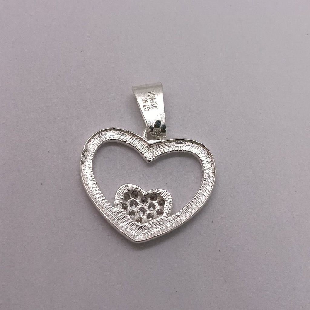 DIJE CORAZON C/CIRCONIAS PLATA .925 2.6 GR (NUEVO)