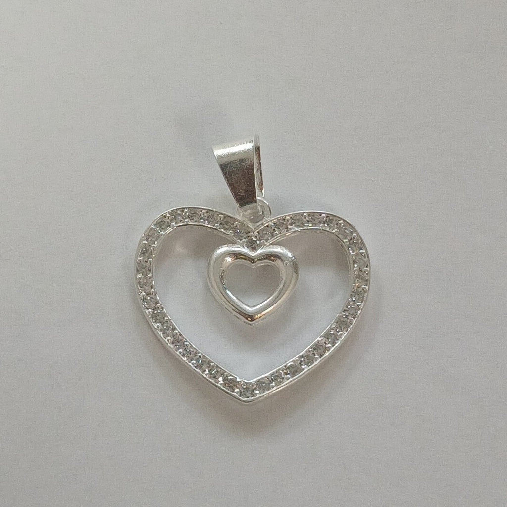 DIJE CORAZON C/CIRCONIAS PLATA .925 2.7 GR (NUEVO)