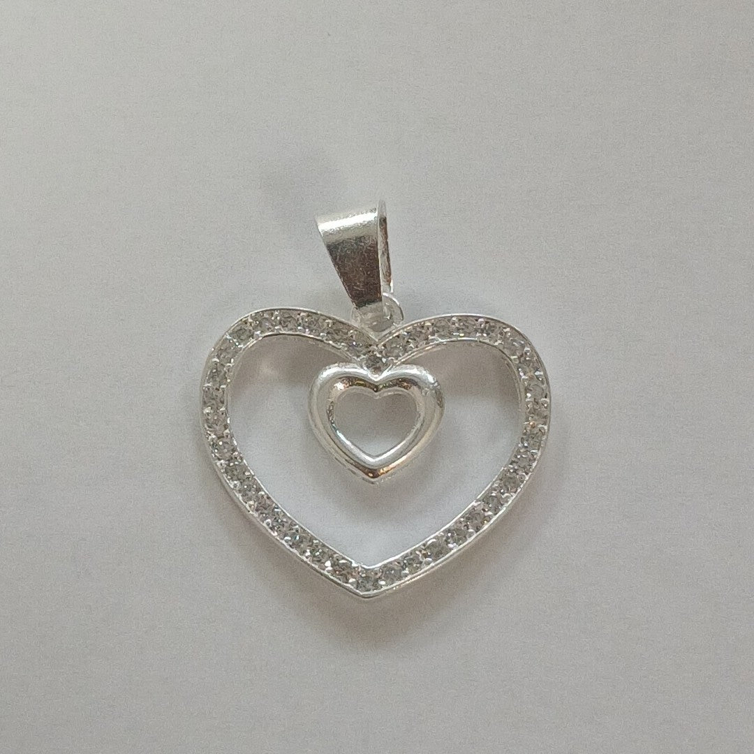 DIJE CORAZON C/CIRCONIAS PLATA .925 2.7 GR (NUEVO)
