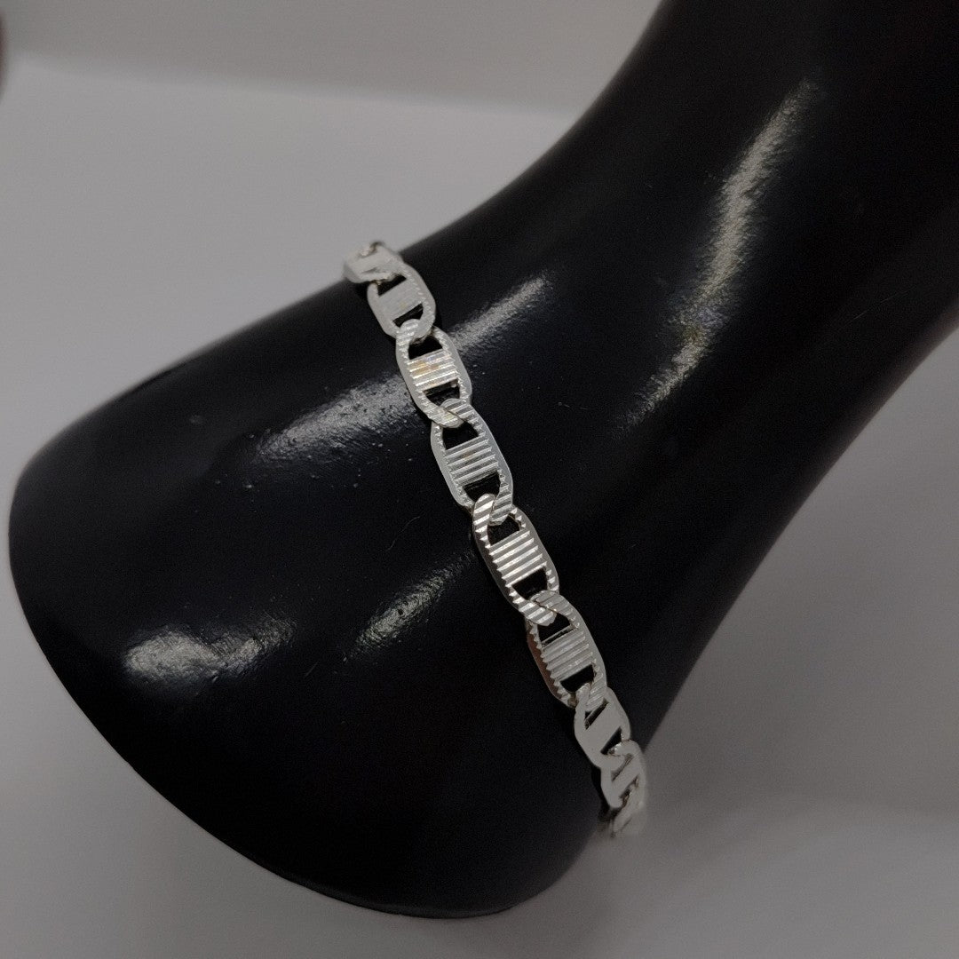 PULSERA TEJIDO ESPEJO PLATA .925 21 CM 7.2 GR (NUEVO)