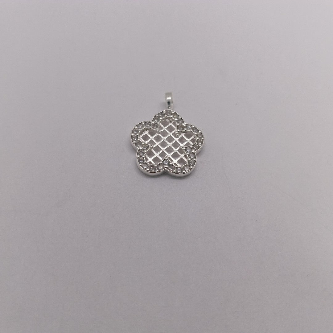 DIJE FLOR CON CIRCONIAS PLATA .925 1.7 GR (NUEVO)