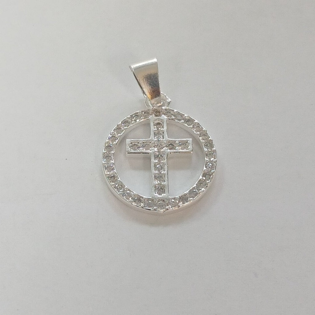 DIJE CRUZ C/CIRCONIAS PLATA .925 2.3 GR (NUEVO)