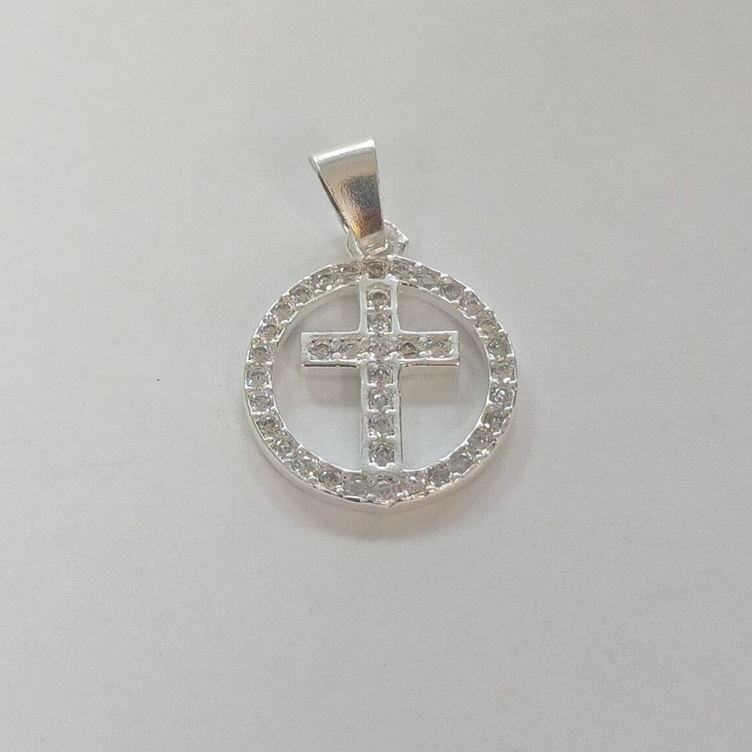 DIJE CRUZ C/CIRCONIAS PLATA .925 2.3 GR (NUEVO)