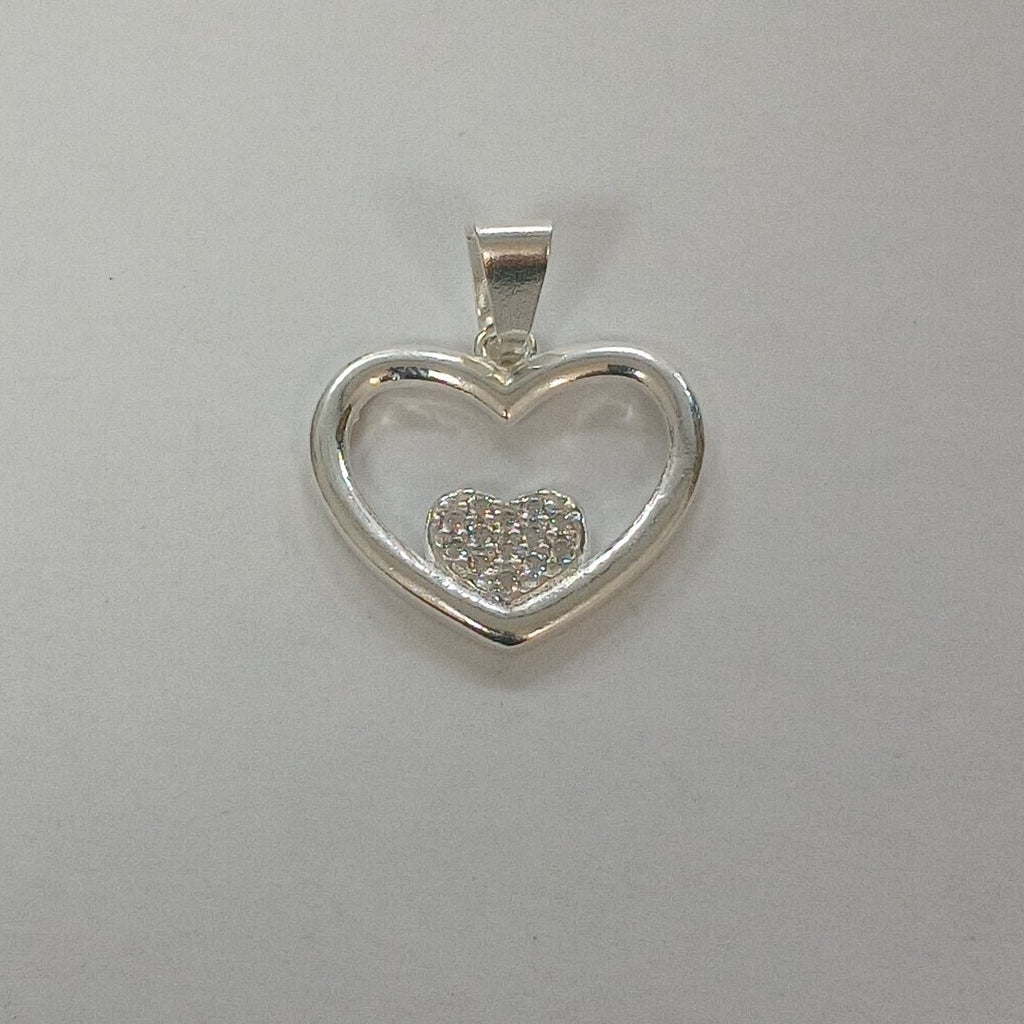 DIJE CORAZON C/CIRCONIAS PLATA .925 2.7 GR (NUEVO)