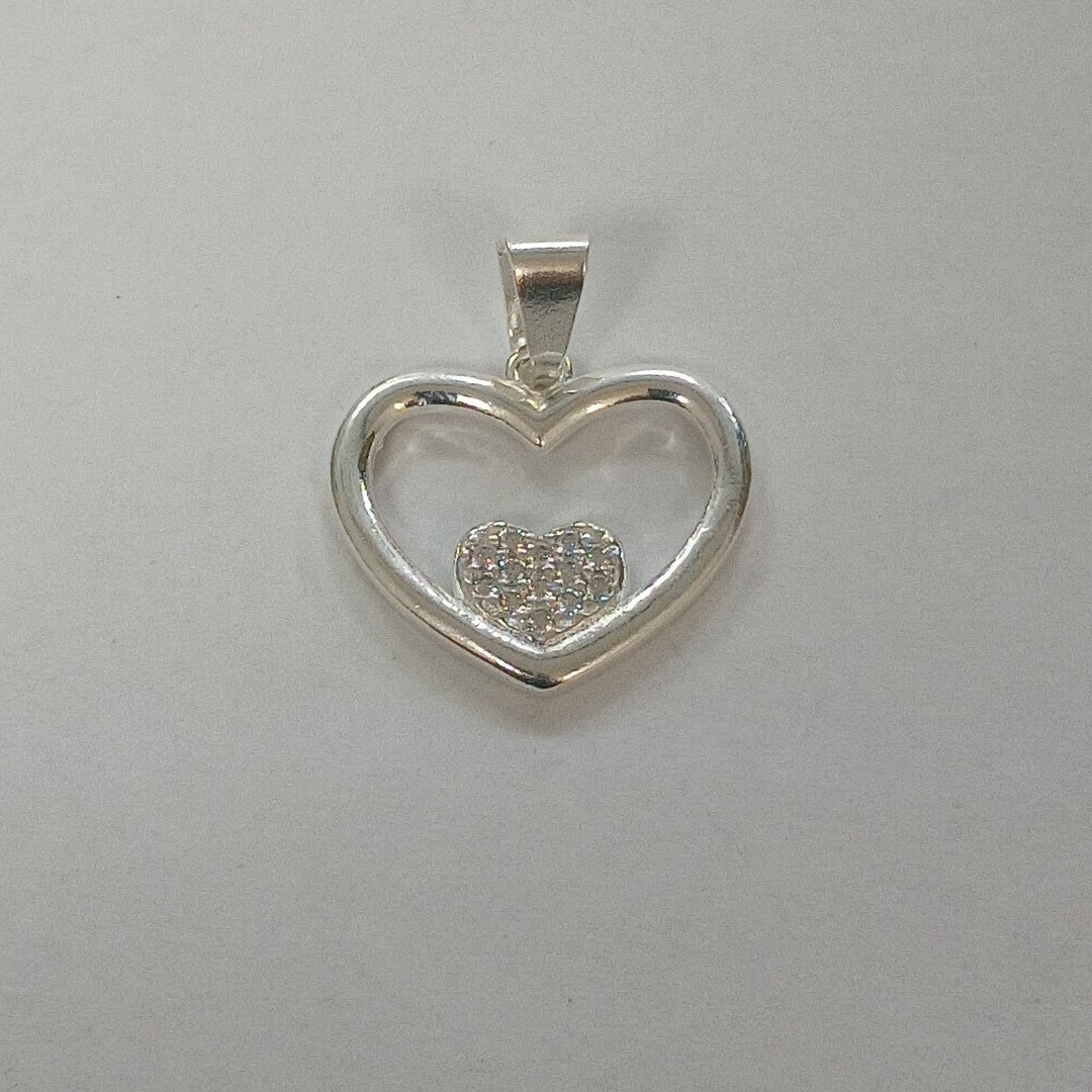 DIJE CORAZON C/CIRCONIAS PLATA .925 2.7 GR (NUEVO)