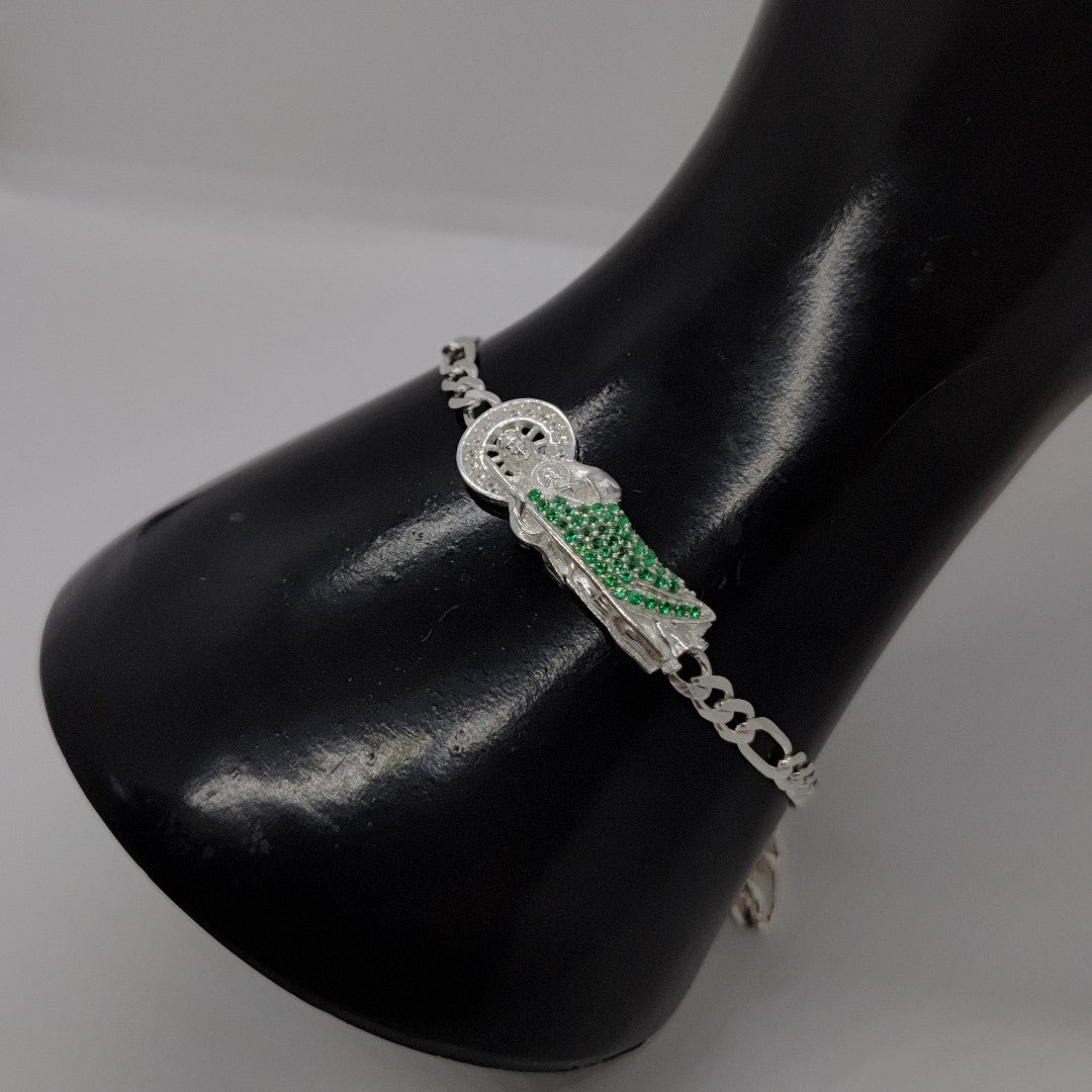 PULSERA TEJIDO SAN JUDAS PLATA .925 21 CM 5.5 GR (NUEVO)
