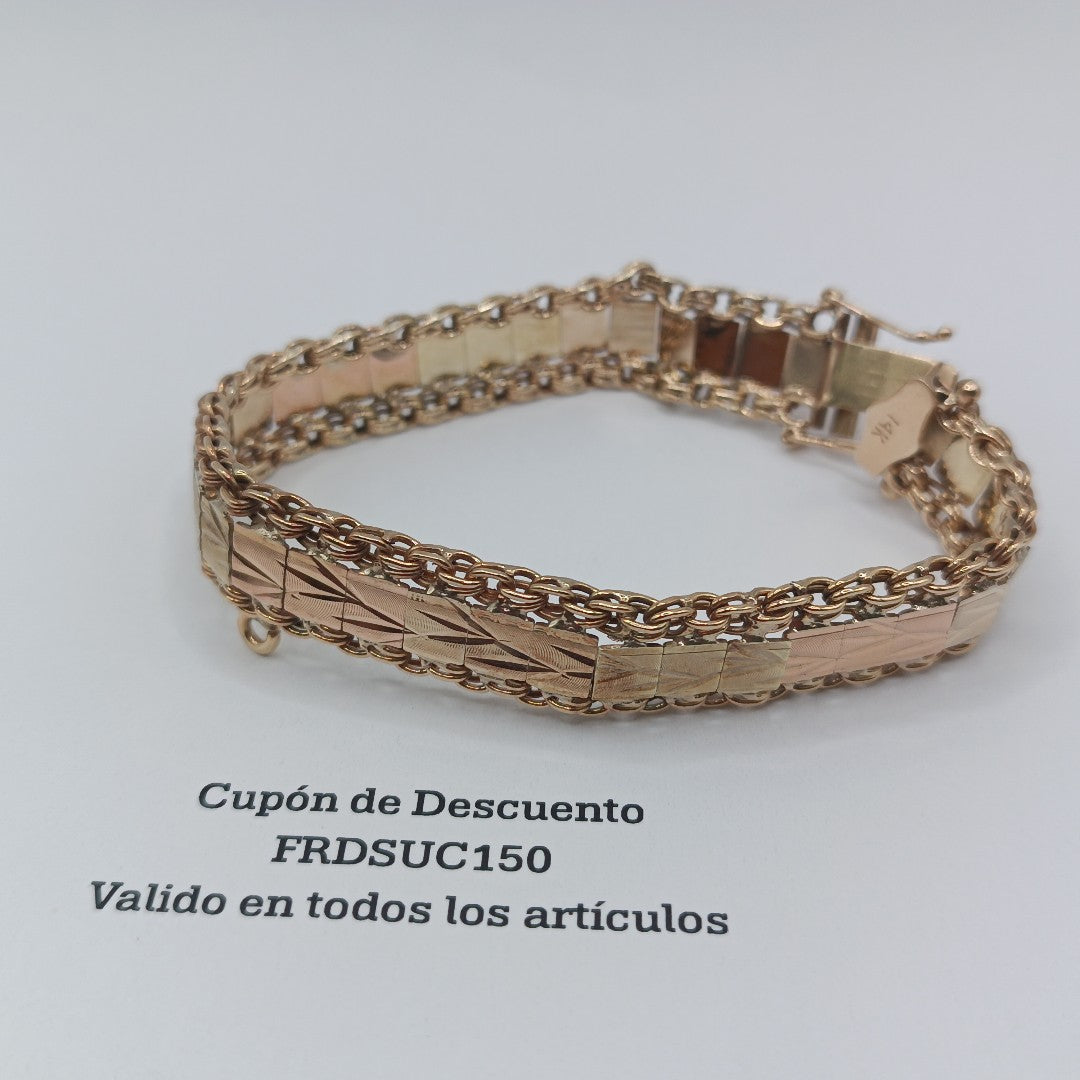 PULSERA ORO COMBINADO 14 K 28,40 GRMS (SEMINUEVO)
