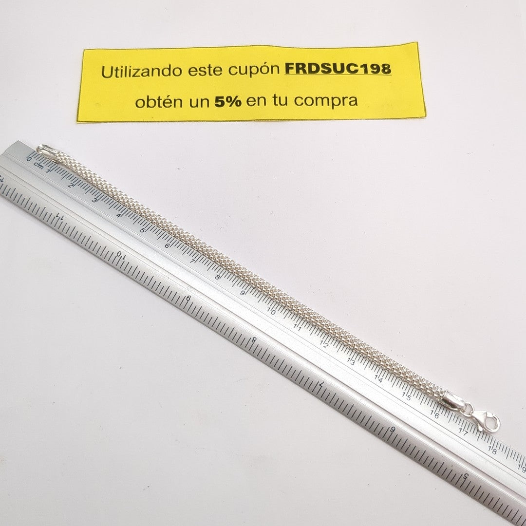 PULSERA TEJIDO ESPECIAL PLATA .925 18 CM 4.9 GR (NUEVO)