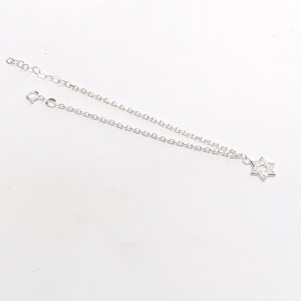 PULSERA TEJIDO ESPECIAL CON DIJE DE ESTRELLA CON CIRCONIAS PLATA .925 18 CM 2.5 GR (NUEVO)