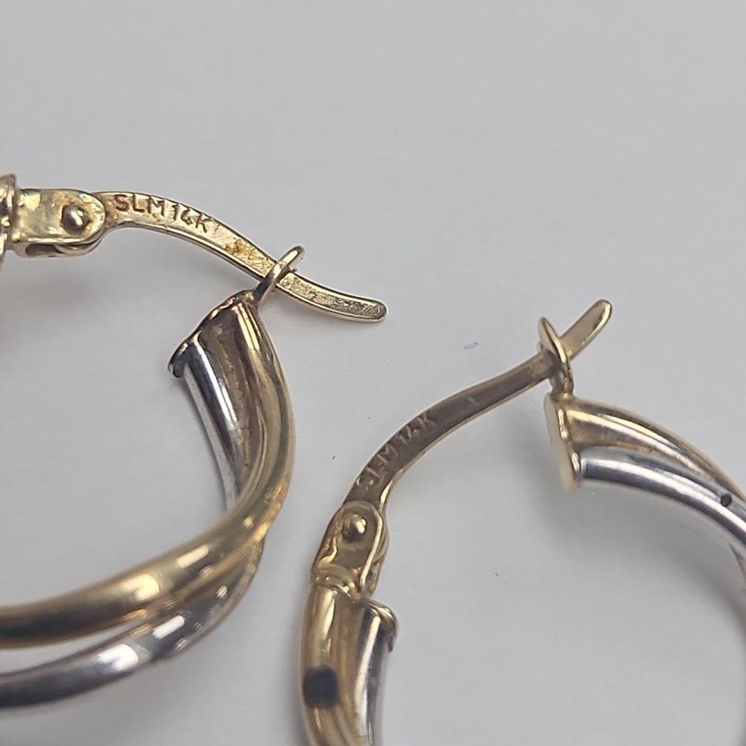 ARRACADAS PAR ORO COMBINADO 14 K 1.4 GRMS (SEMINUEVO)