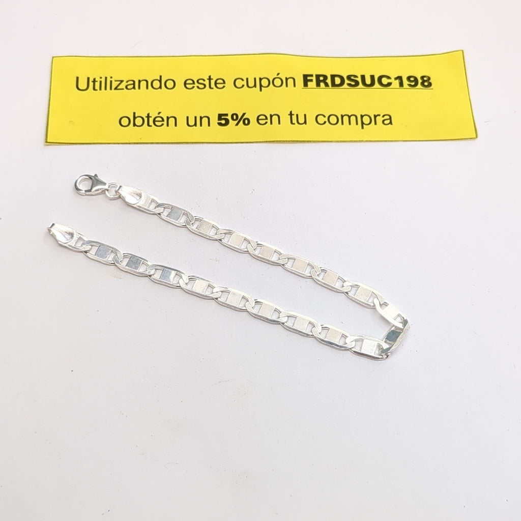 PULSERA TEJIDO ESPEJO PLATA .925 21 CM 7.7 GR (NUEVO)