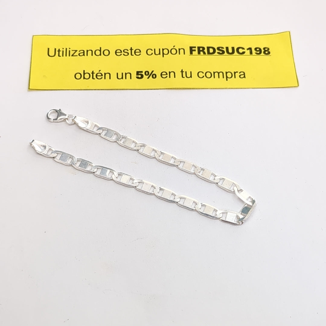 PULSERA TEJIDO ESPEJO PLATA .925 21 CM 7.7 GR (NUEVO)