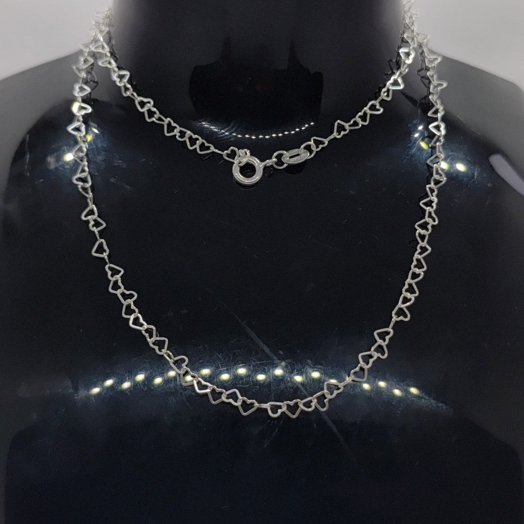 CADENA CORAZONES PLATA .925 50 CM 2.52 GR (NUEVO)