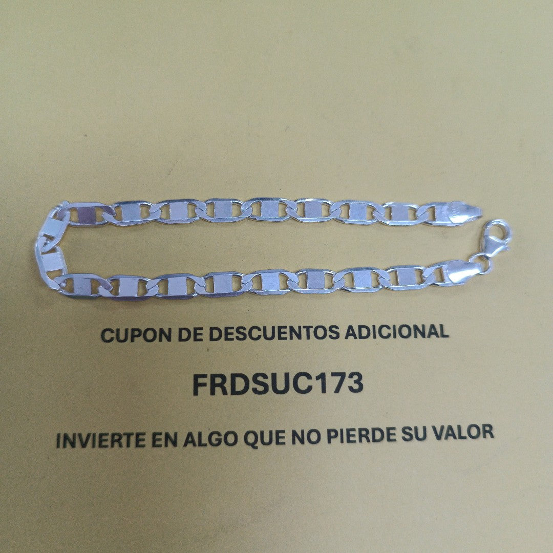 PULSERA TEJIDO ESPEJO PLATA .925 21 CM 8 GR (NUEVO)