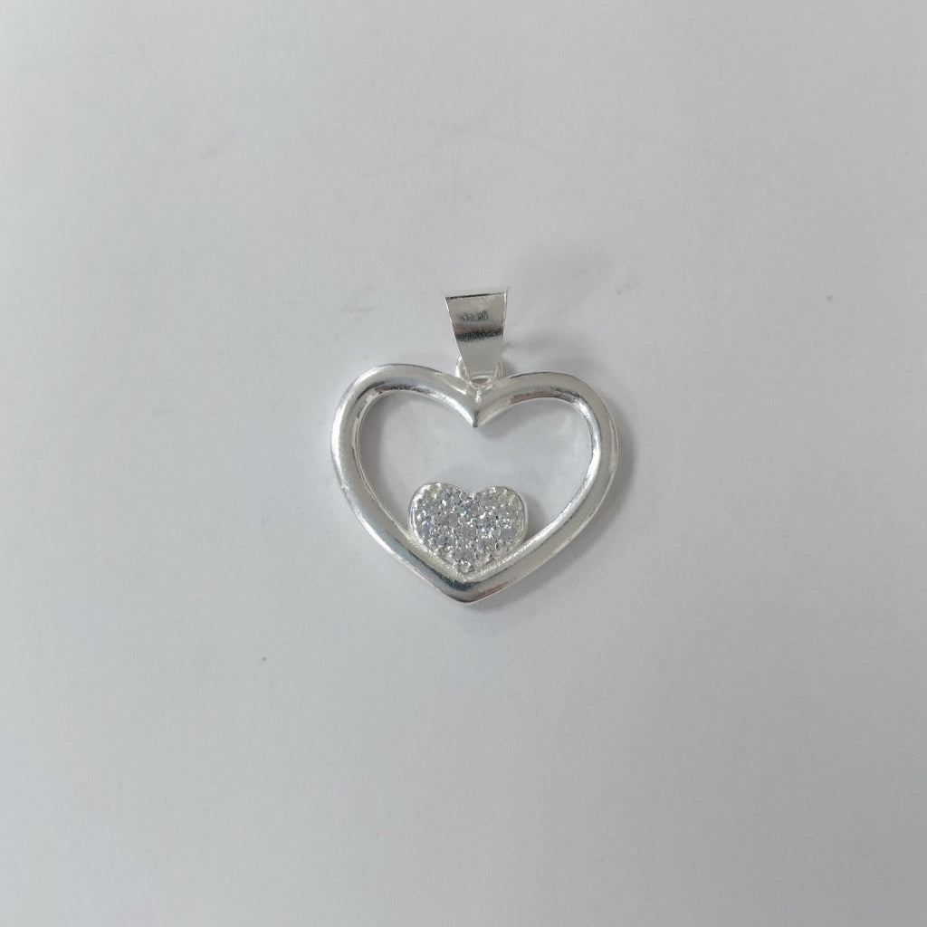 DIJE CORAZON C/CIRCONIAS PLATA .925 2.7 GR (NUEVO)