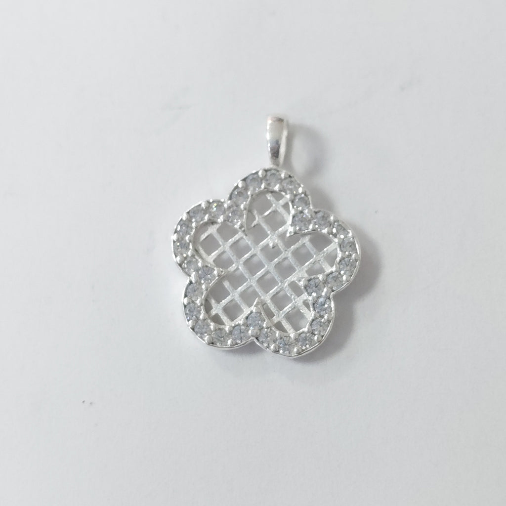 DIJE FLOR CON CIRCONIAS PLATA .925 1.7 GR (NUEVO)