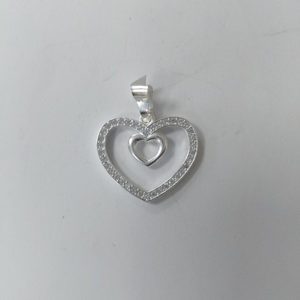 DIJE CORAZON C/CIRCONIAS PLATA .925 2.7 GR (NUEVO)