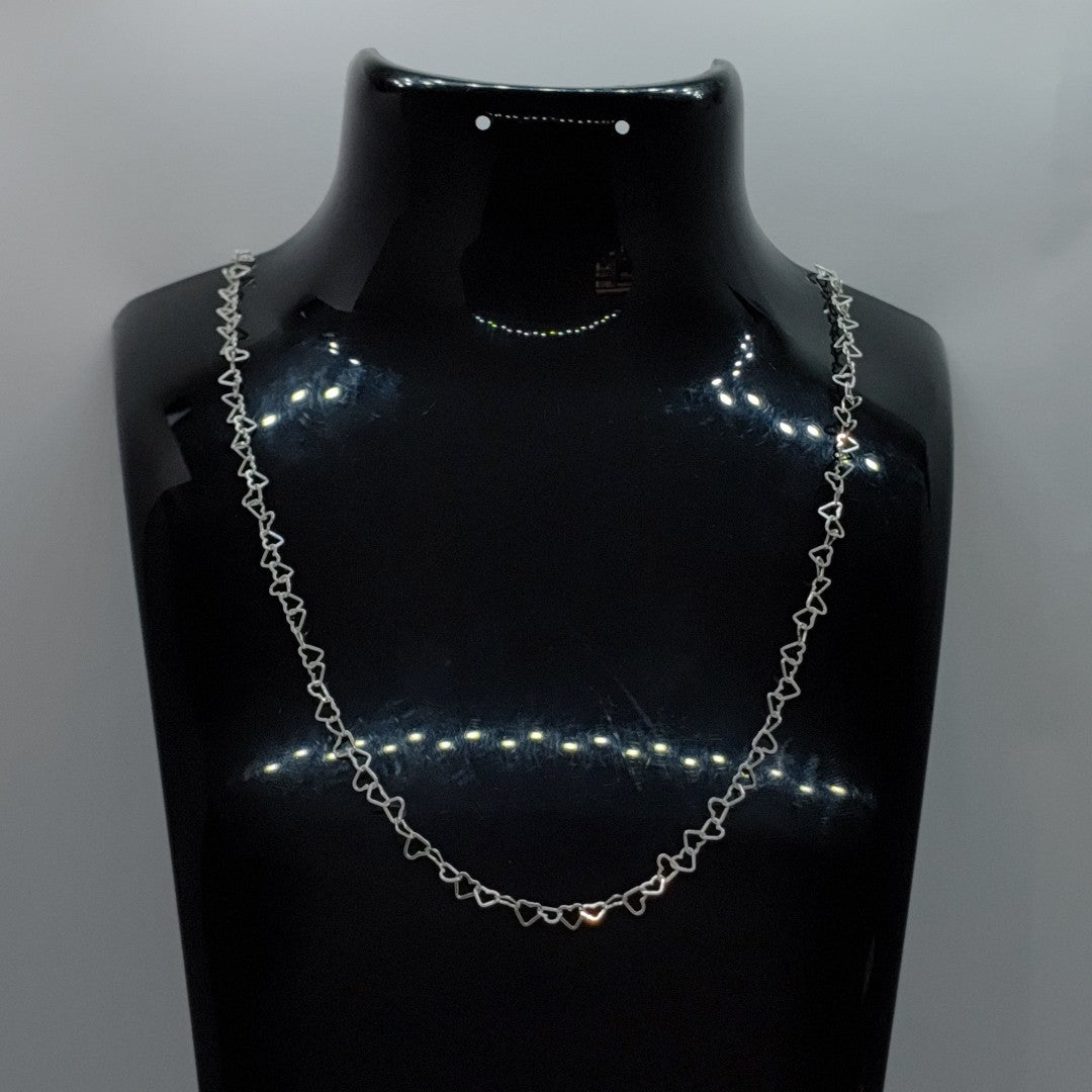 CADENA CORAZONES PLATA .925 60 CM 3.02 GR (NUEVO)