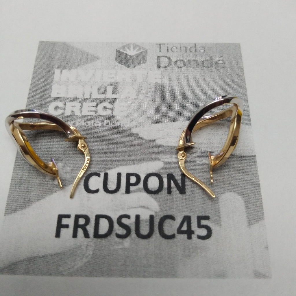 ARETES PAR ORO COMBINADO 14 K 1,90 GRMS (SEMINUEVO)