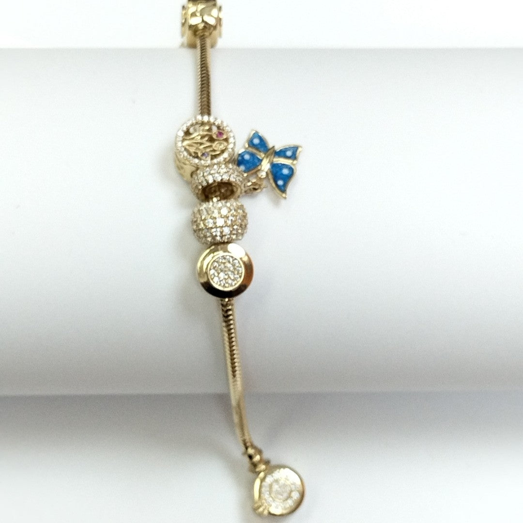 PULSERA CHARM ORO 14K 17.5 (NUEVO)