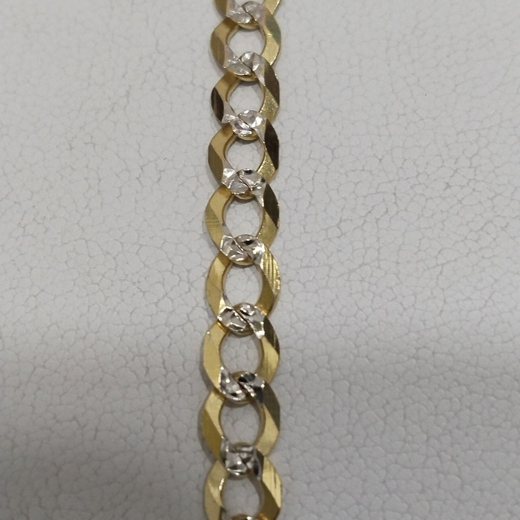 PULSERAS TEJIDO BARBADA DIAMANTADA ORO 14K 21 CM 4.9 GR (NUEVO)