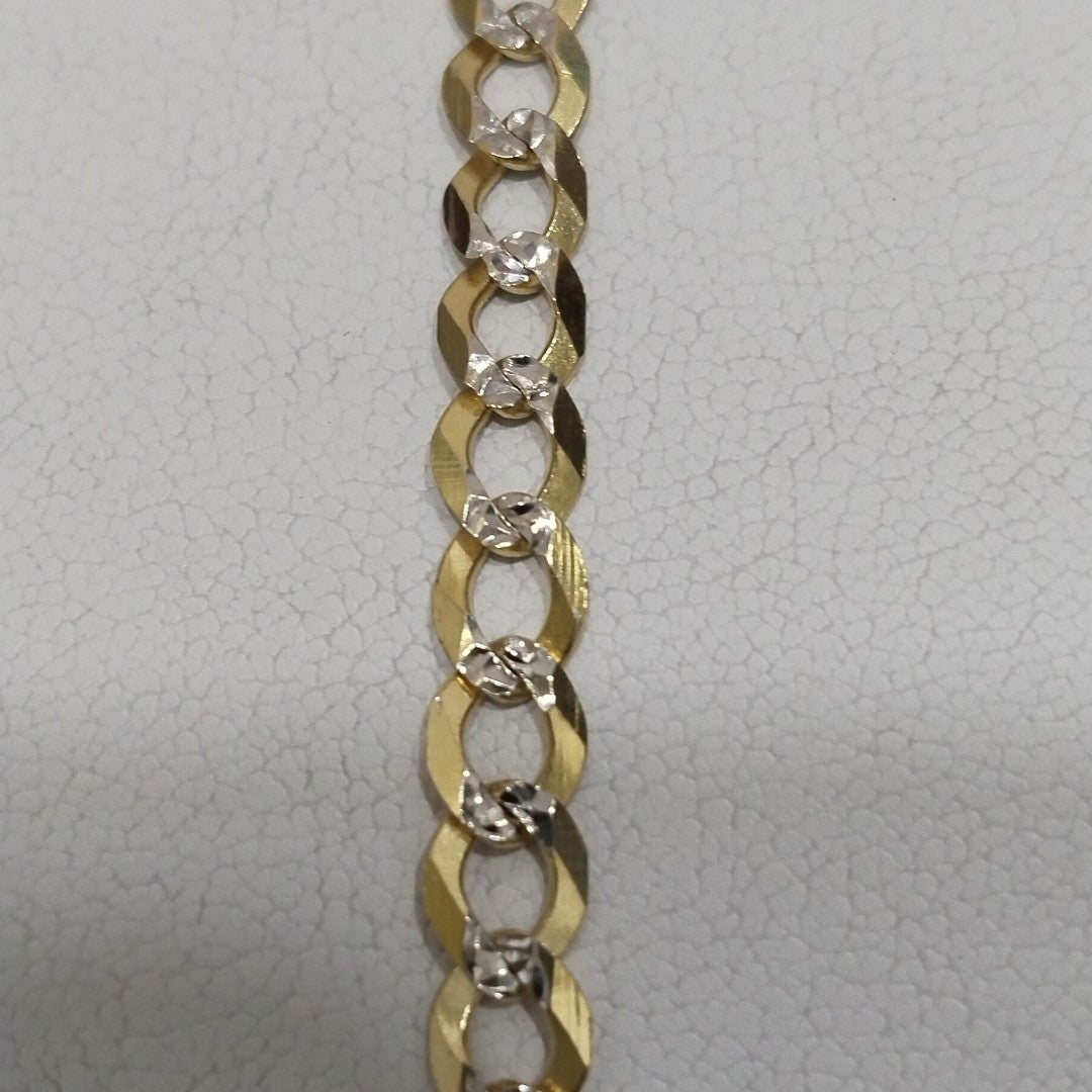 PULSERAS TEJIDO BARBADA DIAMANTADA ORO 14K 21 CM 4.9 GR (NUEVO)