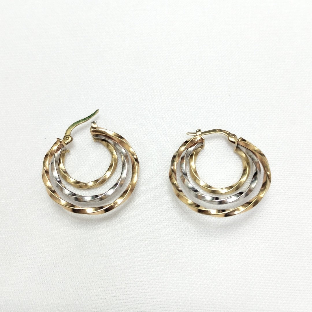ARRACADAS PAR ORO COMBINADO 14 K 2,60 GRMS (SEMINUEVO)