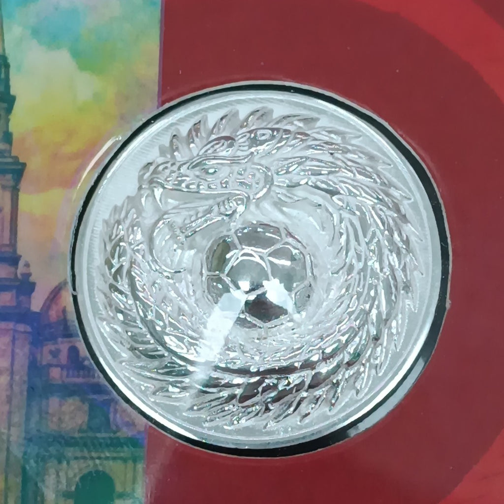 MEDALLA CONMEMORATIVA FRD FÚTBOL MOTIVO QUETZALCÓATL PLATA .925 11.9 GR (NUEVO)