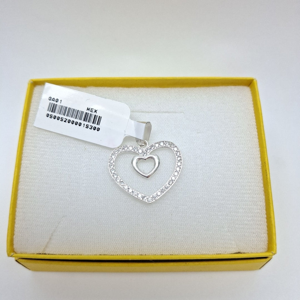 DIJE CORAZON C/CIRCONIAS PLATA .925 2.7 GR (NUEVO)