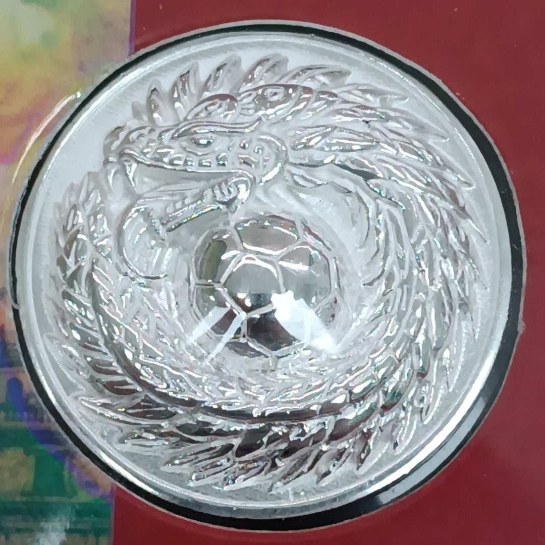 MEDALLA CONMEMORATIVA FRD FÚTBOL MOTIVO QUETZALCÓATL PLATA .925 11.9 GR (NUEVO)