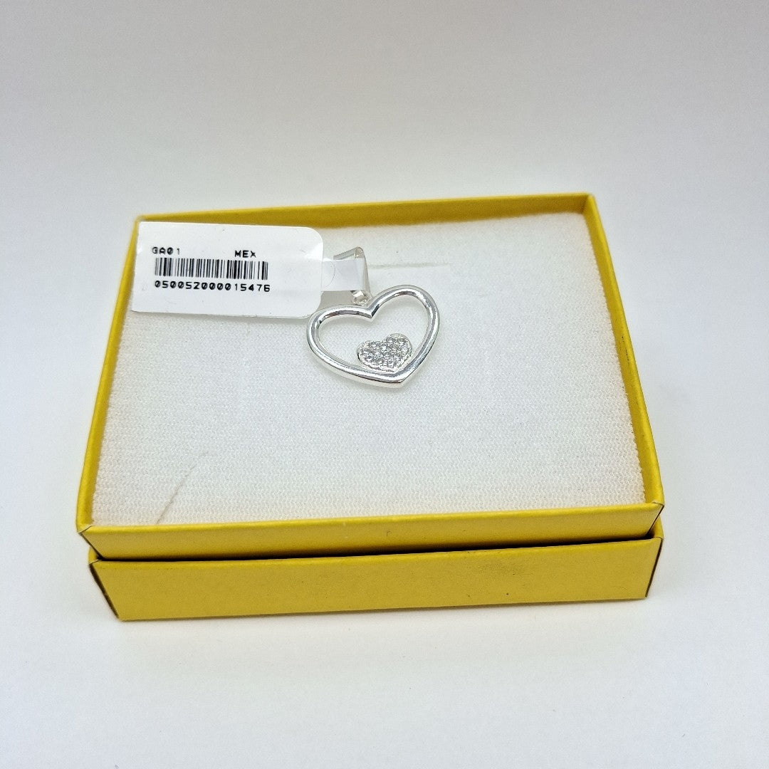 DIJE CORAZON C/CIRCONIAS PLATA .925 2.7 GR (NUEVO)