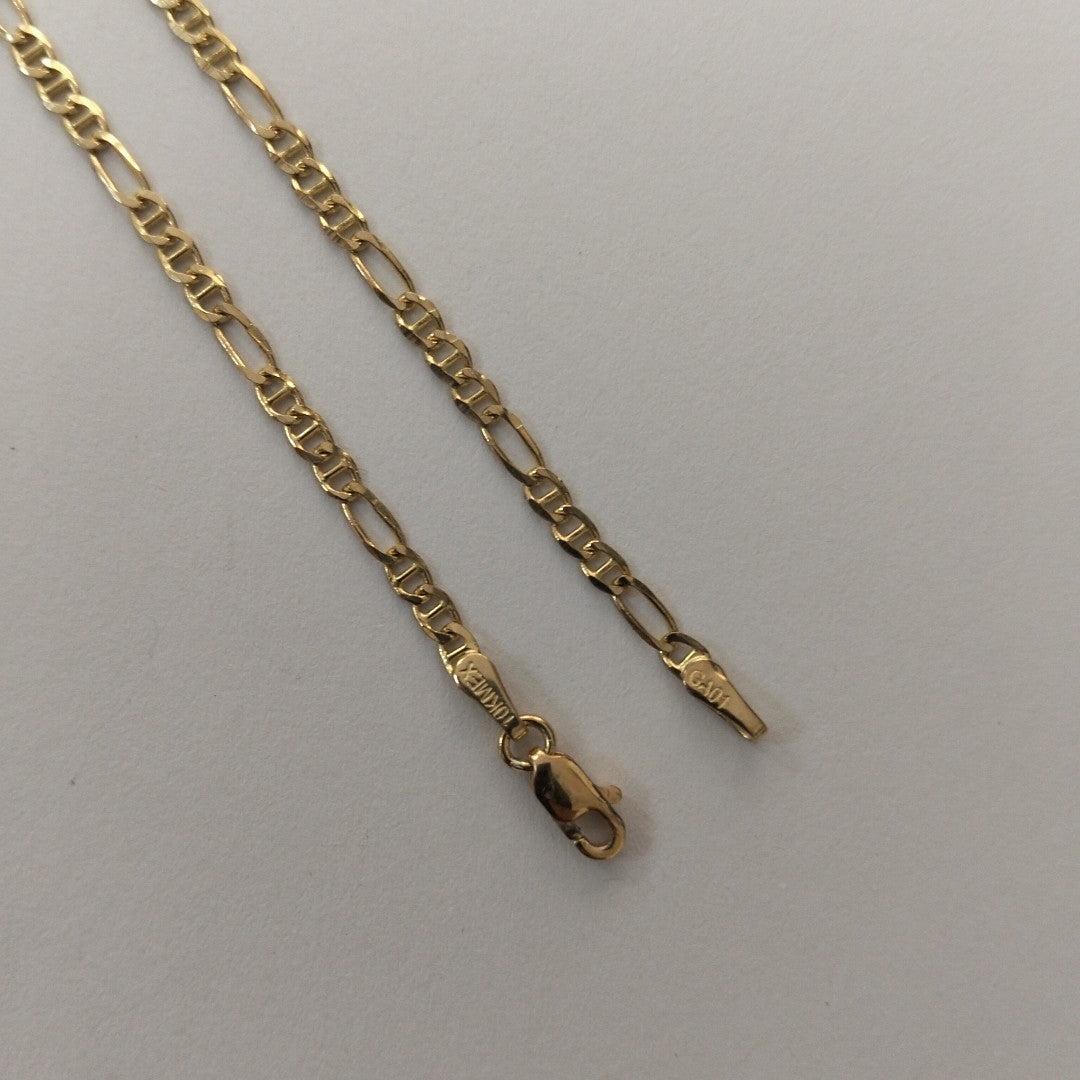 CADENAS TEJIDO FIGARO GUCHI ORO 10K 55 CM 5 GR (NUEVO)