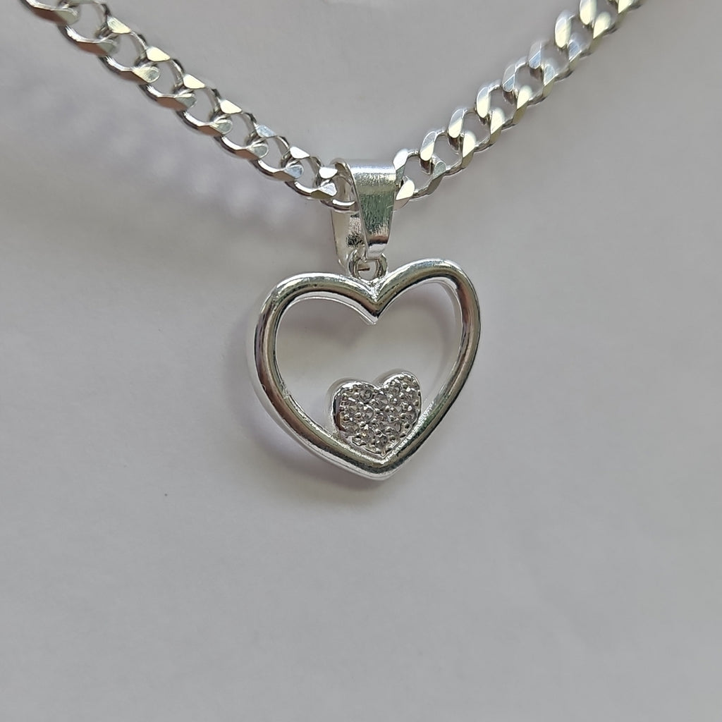 DIJE CORAZON C/CIRCONIAS PLATA .925 2.6 GR (NUEVO)