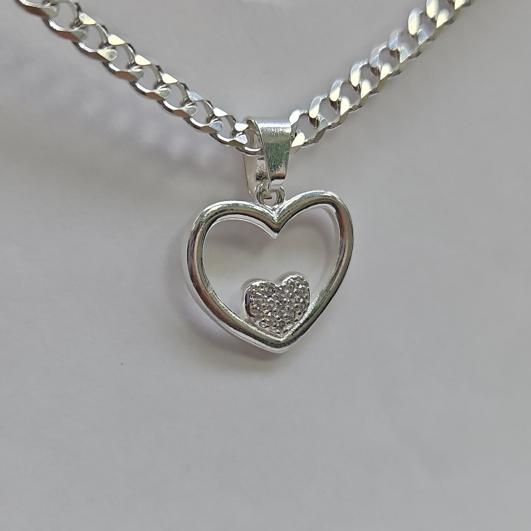 DIJE CORAZON C/CIRCONIAS PLATA .925 2.6 GR (NUEVO)