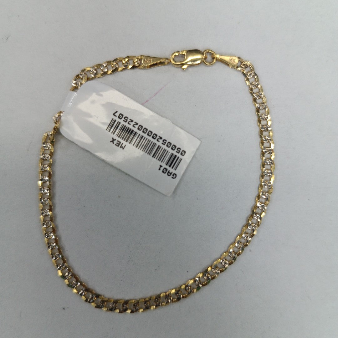 PULSERAS TEJIDO BARBADA DIAMANTADA ORO 14K 18 CM 3.2 GR (NUEVO)