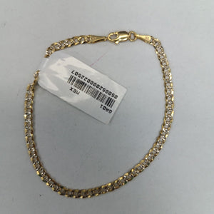 PULSERAS TEJIDO BARBADA DIAMANTADA ORO 14K 18 CM 3.2 GR (NUEVO)