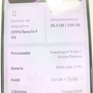 CELULAR OPPO RENO 14 F CPH2743 (2025) 256 GB 12 GB RAM (SEMINUEVO)