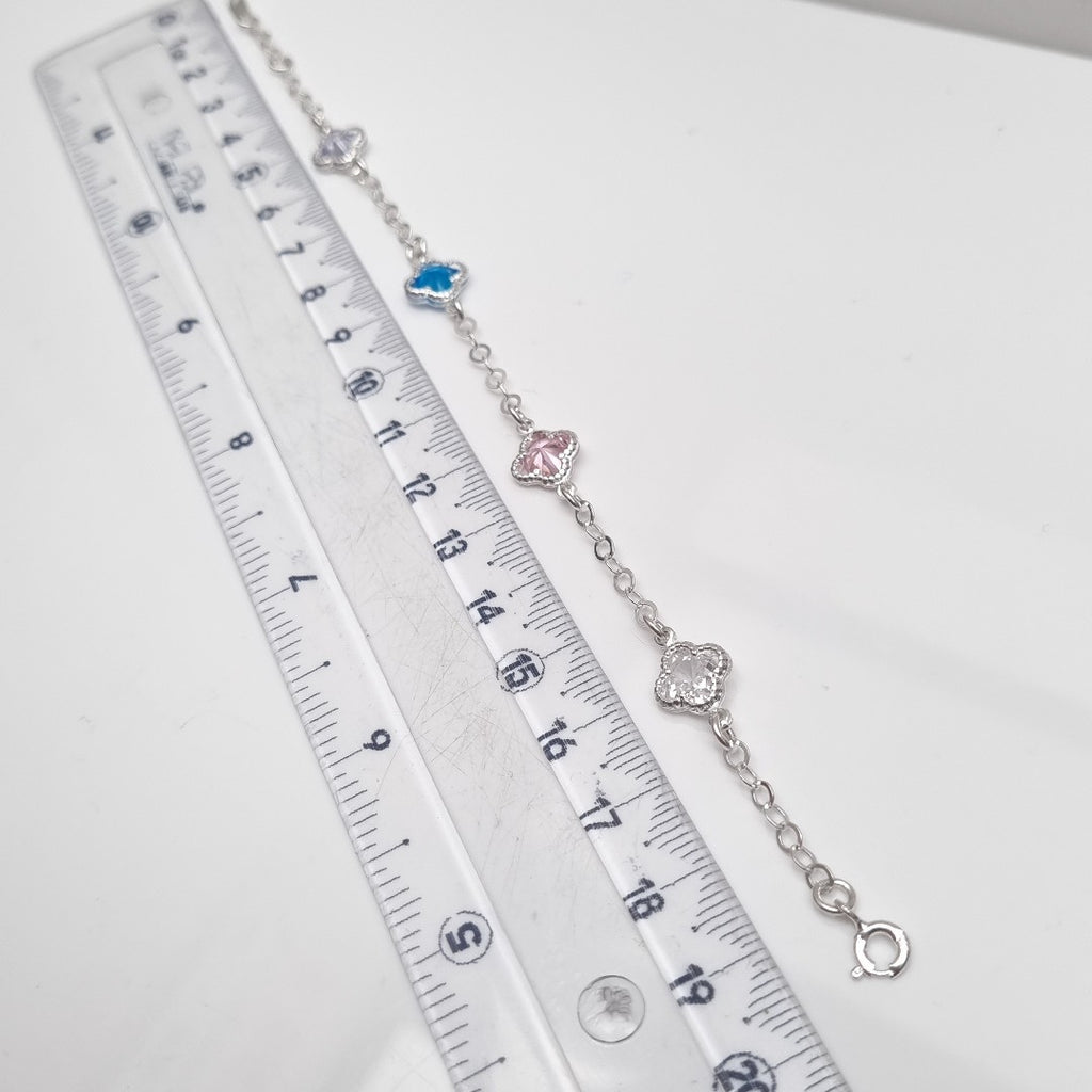 PULSERA ESPECIAL CON PIEDRAS DE COLOR PLATA .925 18 CM 3.32 GR (NUEVO)