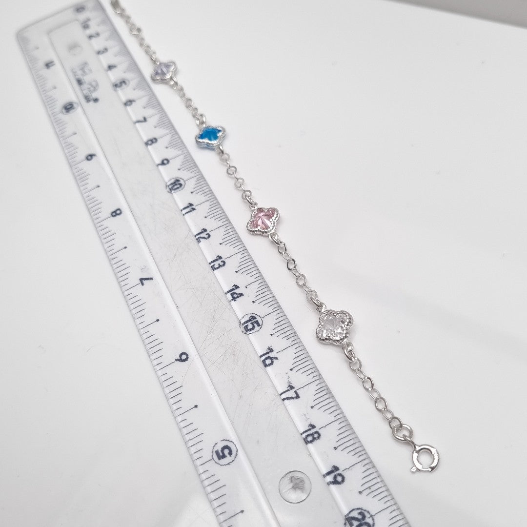 PULSERA ESPECIAL CON PIEDRAS DE COLOR PLATA .925 18 CM 3.32 GR (NUEVO)