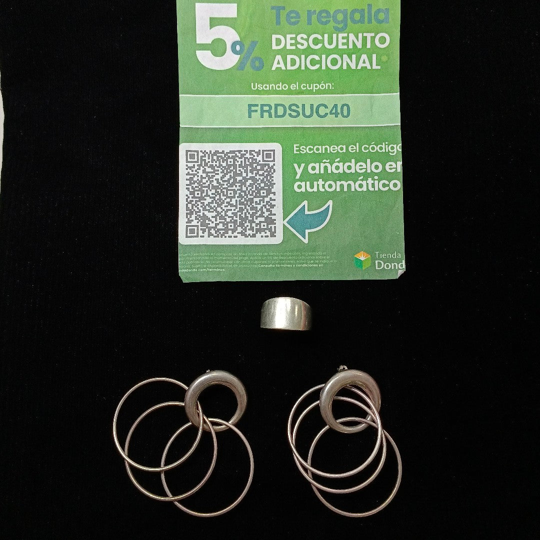 ANILLO, BROQUELES PAR PLATA 10.9 GRMS (SEMINUEVO)