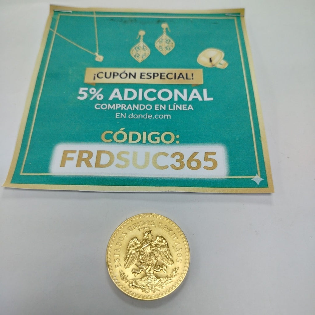 K1 41.6 GRMS 21 K IDENTIFICACIÓN MONEDA NOMINATIVA MONEDAS PESOS 50 PESOS (SEMINUEVO)