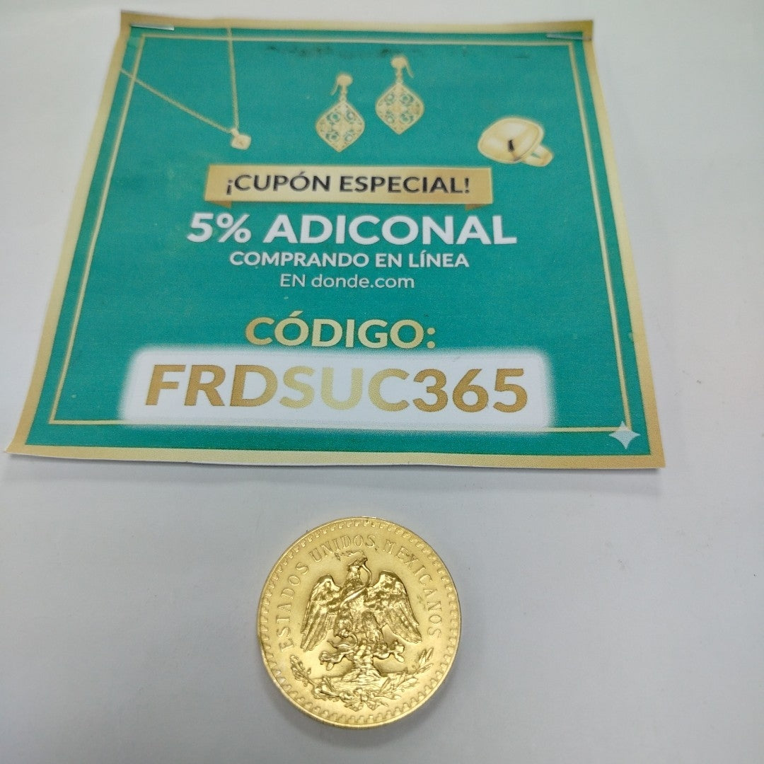 K1 41.6 GRMS 21 K IDENTIFICACIÓN MONEDA NOMINATIVA MONEDAS PESOS 50 PESOS (SEMINUEVO)