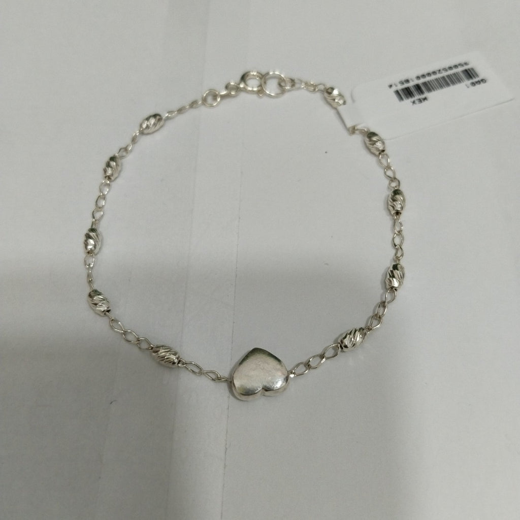 PULSERA TEJIDO CORAZON PLATA .925 18 CM 3.4 GR (NUEVO)