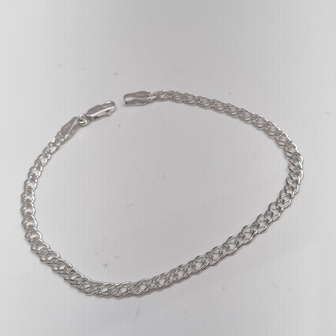 PULSERA DOBLE ESLABON PLATA .925 21 CM 3.63 GR (NUEVO)