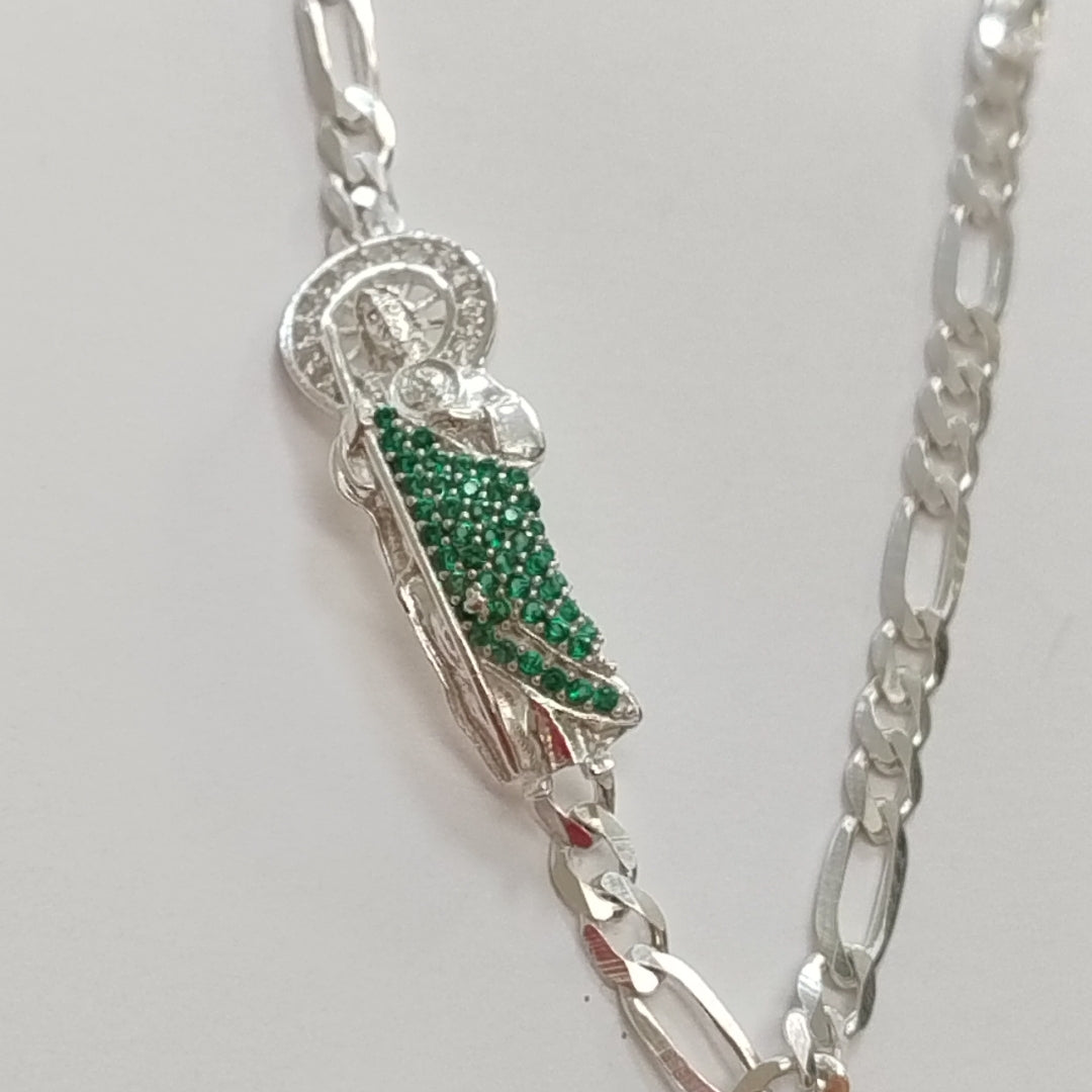 PULSERA TEJIDO SAN JUDAS PLATA .925 21 CM 5.4 GR (NUEVO)