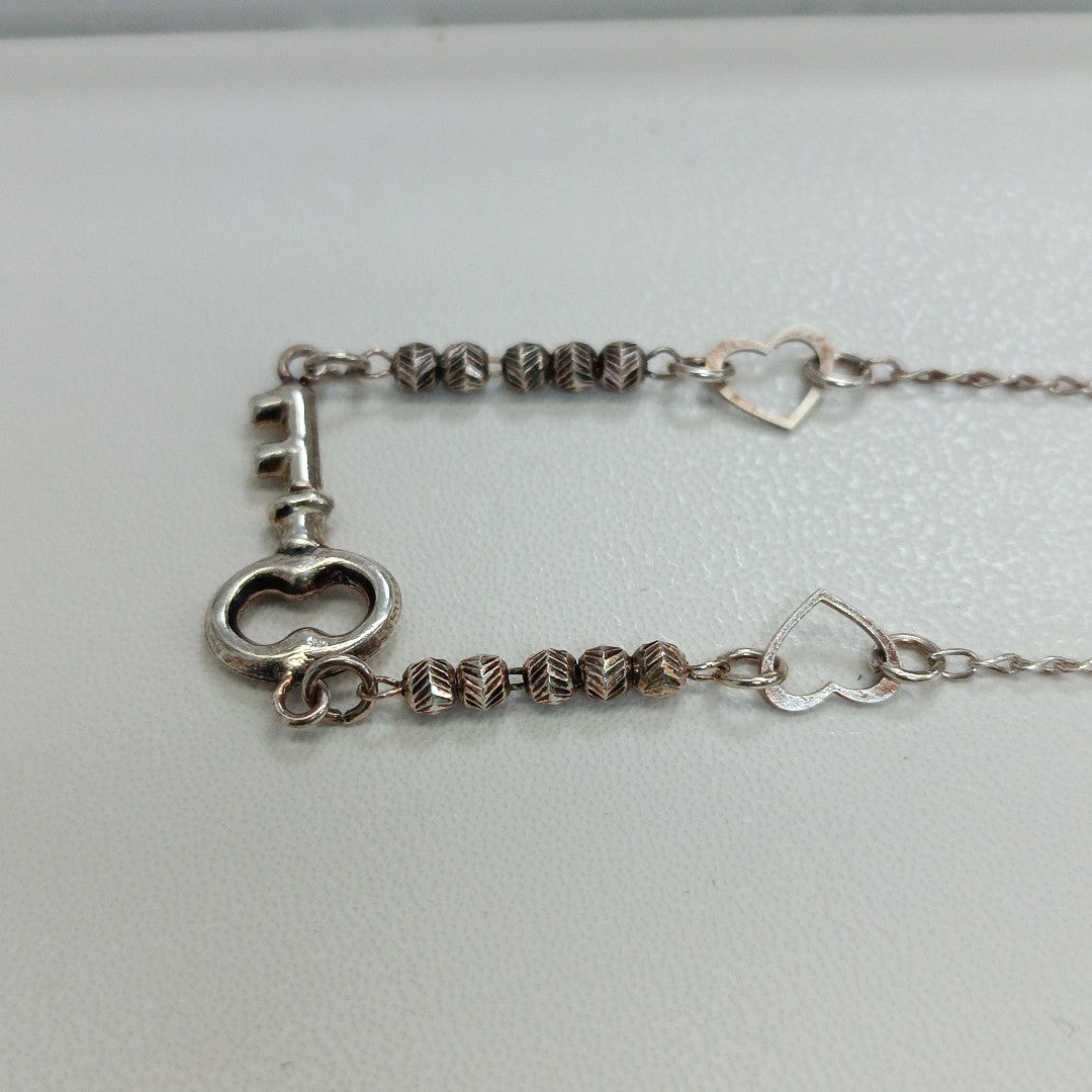 PULSERA TEJIDO LLAVE PLATA .925 18 CM 2.3 GR (NUEVO)