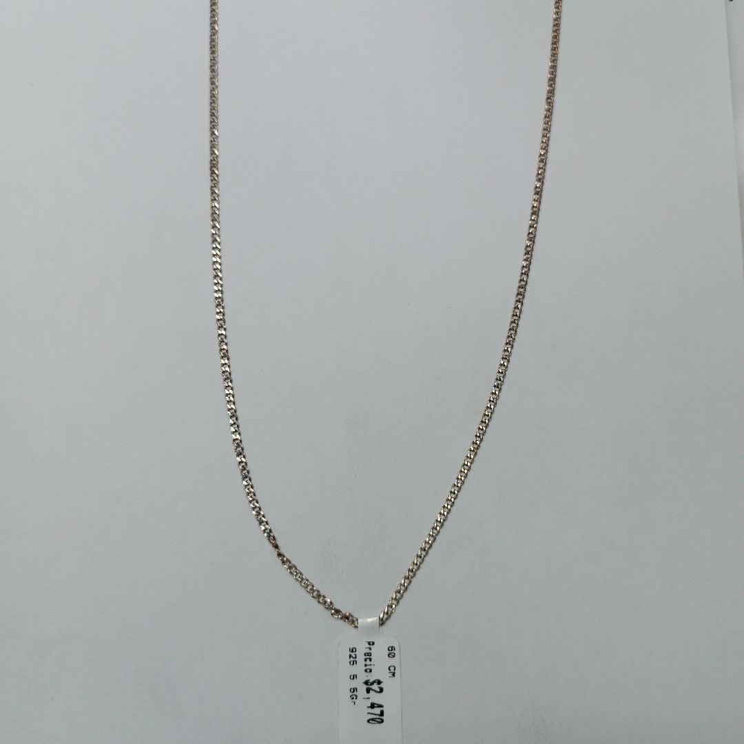 CADENA TEJIDO BARBADO PLATA .925 60 CM 5.5 GR (NUEVO)