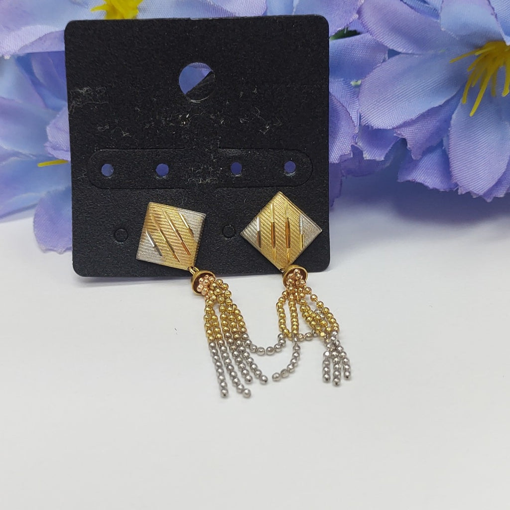 ARETES PAR ORO COMBINADO 14 K 3,10 GRMS (SEMINUEVO)