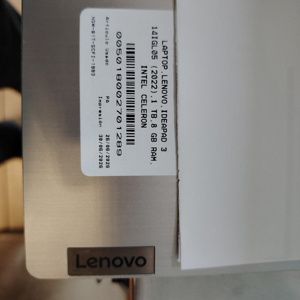 LAPTOP LENOVO IDEAPAD 3 14IGL05 (2022) 1 TB 8 GB RAM (SEMINUEVO)